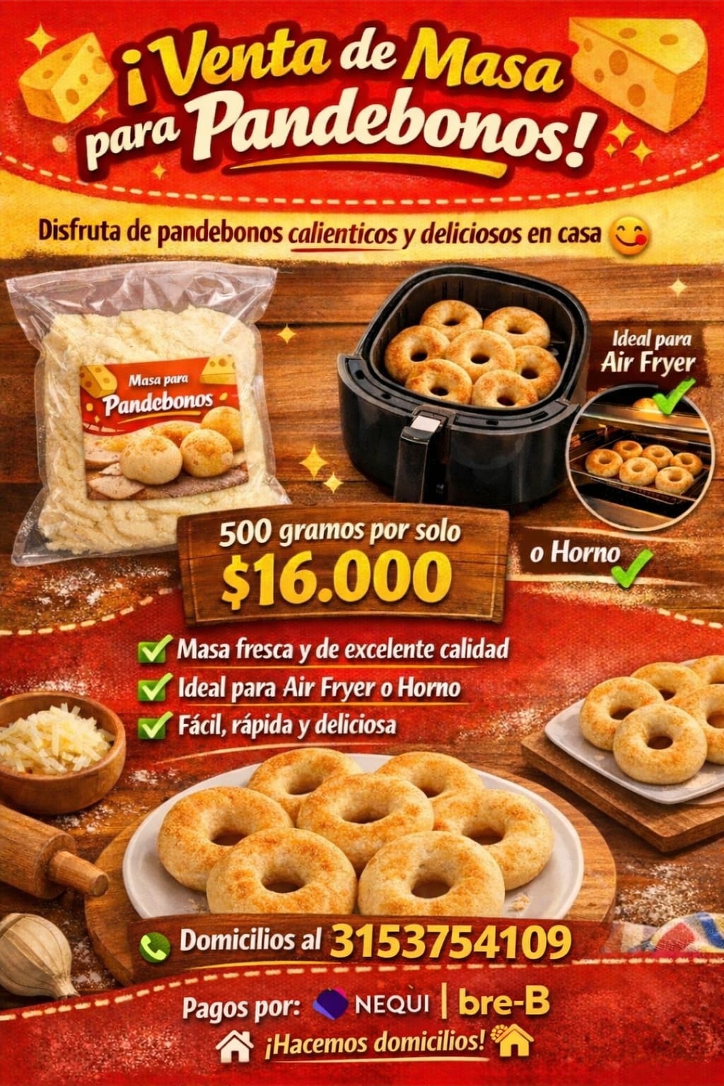 Venta de masa de pandebono por libra